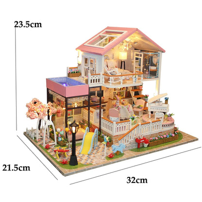 Wooden Miniature Doll House Kit 3D Puzzle Assembly Building Model Toy Home Bedroom Decoration With Furniture Adult New Year Gift