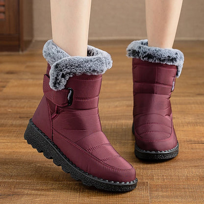 Snow Boots Woman Fashion Women Shoes Platform Shoes Woman Solid Mid Women's High Boots New Botas Mujer Winter Ladies Boots
