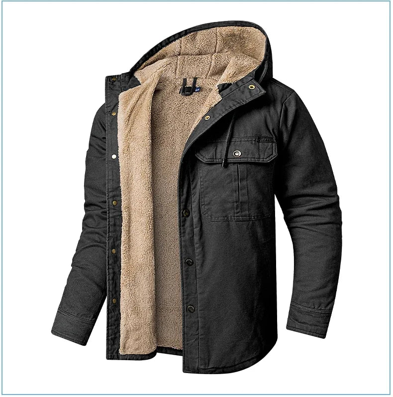 Thermal Thick Coat Parka USA SIZE Winter New Oversize Parkas Warm Korean Style Thick Men's Hooded Thick Fleece Winter Jacket