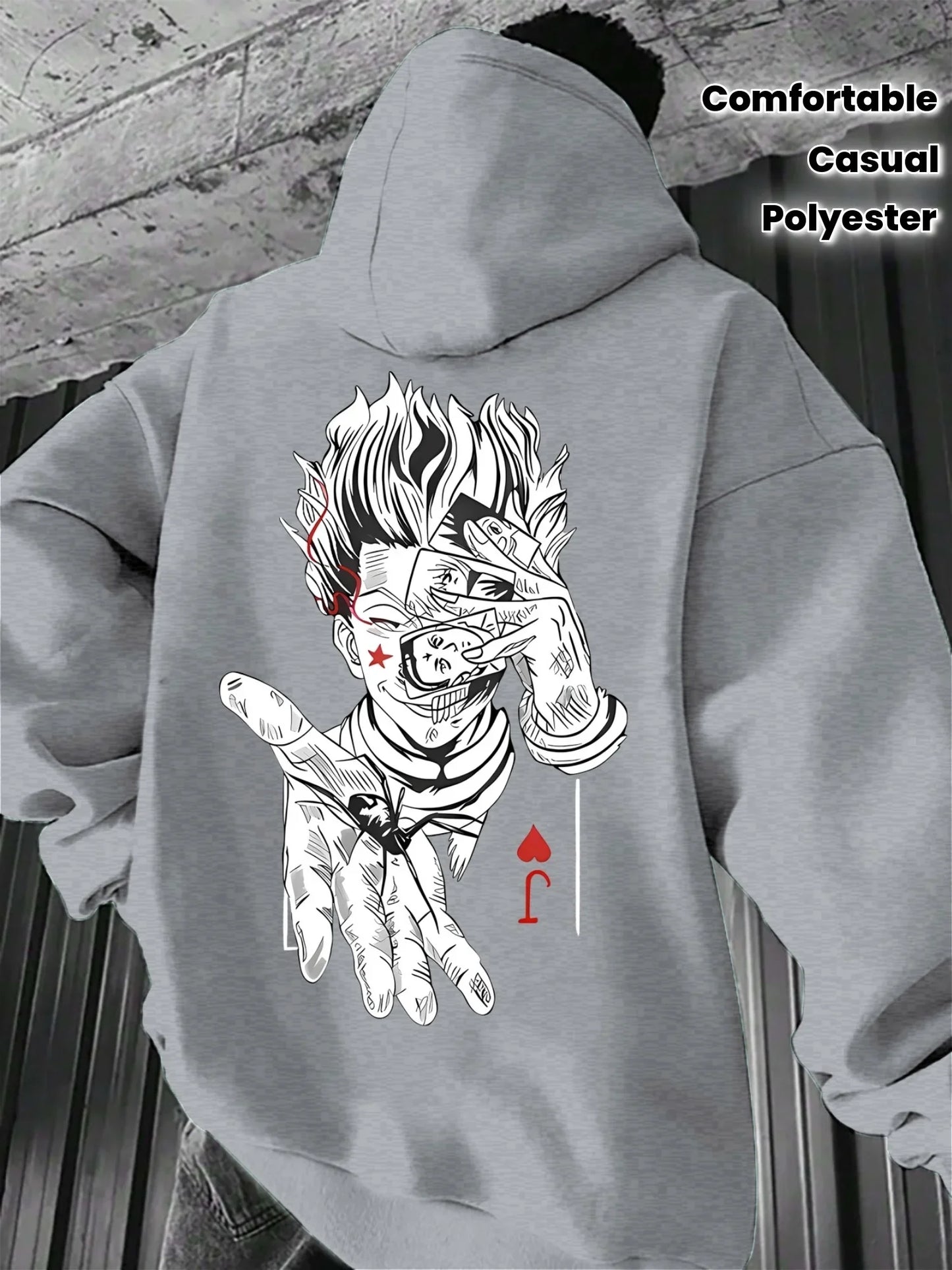 Men's Hunter x Hunter anime hoodie with Joker logo printed on the back Gothic street style autumn and winter pullover sweatshirt