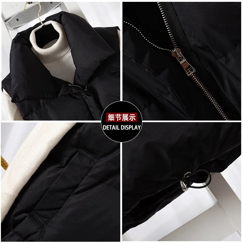 Autumn Winter Sleeveless Vest Women Keep Warm Puffer Jacket Stand Collar Harajuku Outwear Loose Fashion Padded Vest Korean Fall