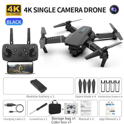 E88 ProIntelligent Folding Drone Supports single/Dual Camera Switching 4KPicture Quality+Wide-angle Shooting WiFiDirect Real-Tim