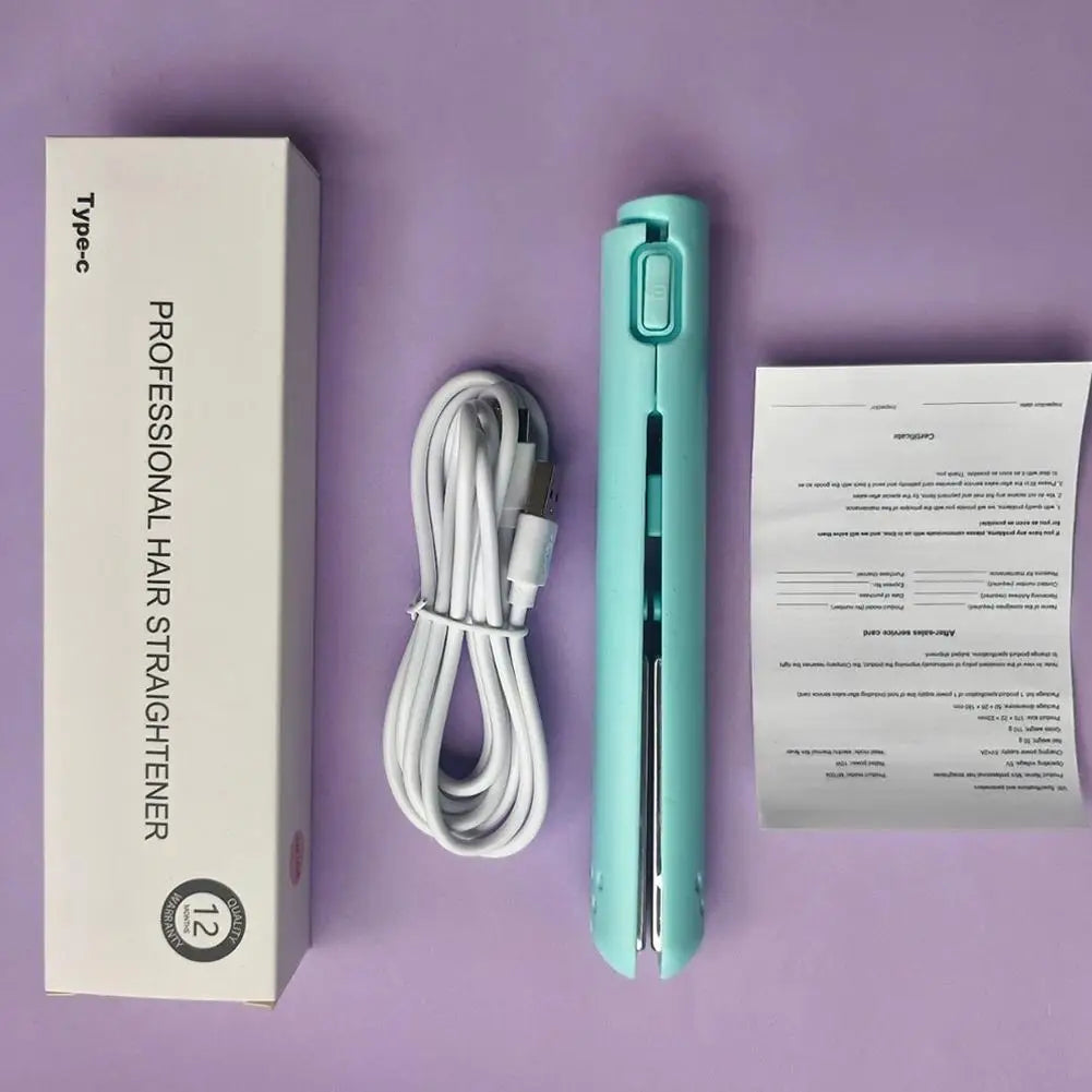2-in-1 Mini Hair Straightener & Curler, Dual Purpose Curling Iron, Portable Curling Wand and Flat Iron Travel for All Hair Types