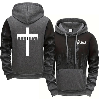 Jesus Christ Style Hoodies and Sweatpants Autumn Winter Daily Casual Sporty Jogging Suit Cross Tracksuit High Quality Men's Set