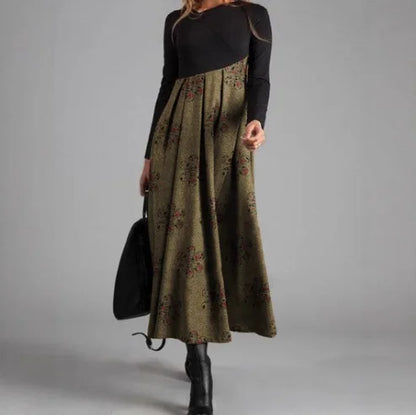 Vintage Women Long Dress V-Neck A-Line Dress 2024 Autumn Elegant Long Sleeves Slim Party Dresses Ladies Casual Loose Vestidos