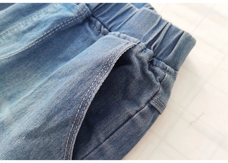 IENENS Spring Light Blue Children's Jeans Boy Denim Trousers Kids Clothes Baby Boys Elastic Waist Pants Slim Jeans For Boy