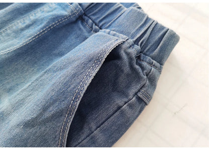 IENENS Spring Light Blue Children's Jeans Boy Denim Trousers Kids Clothes Baby Boys Elastic Waist Pants Slim Jeans For Boy