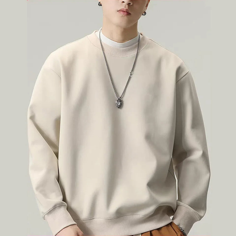 400g Heavy Weight Round Necked Sweatshirts Loose Solid Color  for Spring Autumn Men women's Casual Sports Top Pullover M-4XL