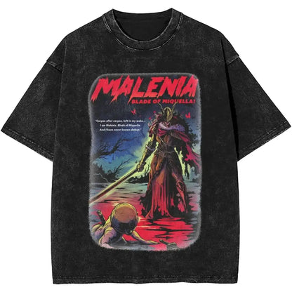 New Arrival Short Sleeved Round Neck Y2k Tshirt Men Clothing New in Top & Tees Mens T-Shirt Malenia Blade Of Miquella Washed