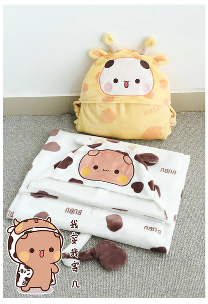 Official Original Bubu And Dudu Blanket Shawl Blanket - Panda Bubu And Yier Blanket Office, And Travel, Perfect Gift For Fans