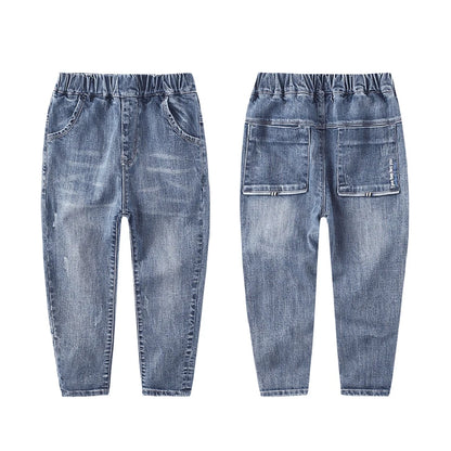 IENENS Spring Light Blue Children's Jeans Boy Denim Trousers Kids Clothes Baby Boys Elastic Waist Pants Slim Jeans For Boy