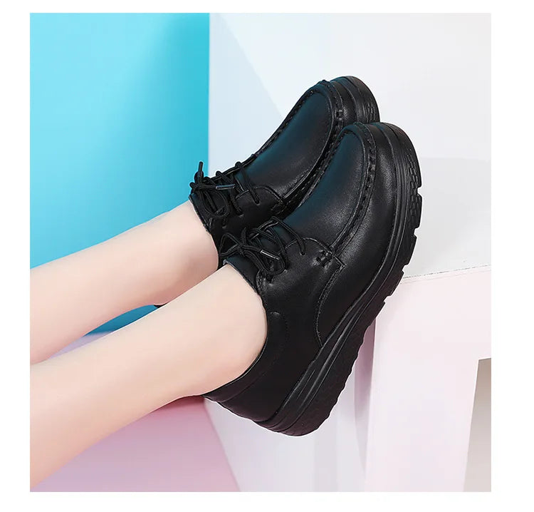 Platform White Shoes Women Casual Comfortable Light Nurse Work Shoes Fashion Slip on Non-slip Loafers Women Genuine Leather Shoe
