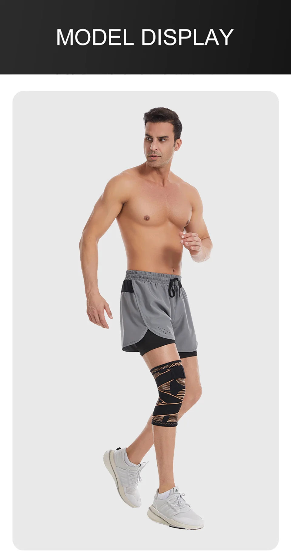 GOBYGO Sports Copper Ion Strap Knee Pads Fitness Jump Rope Basketball Running Gear Non-slip Knitted Nylon Knee Pads Men Women