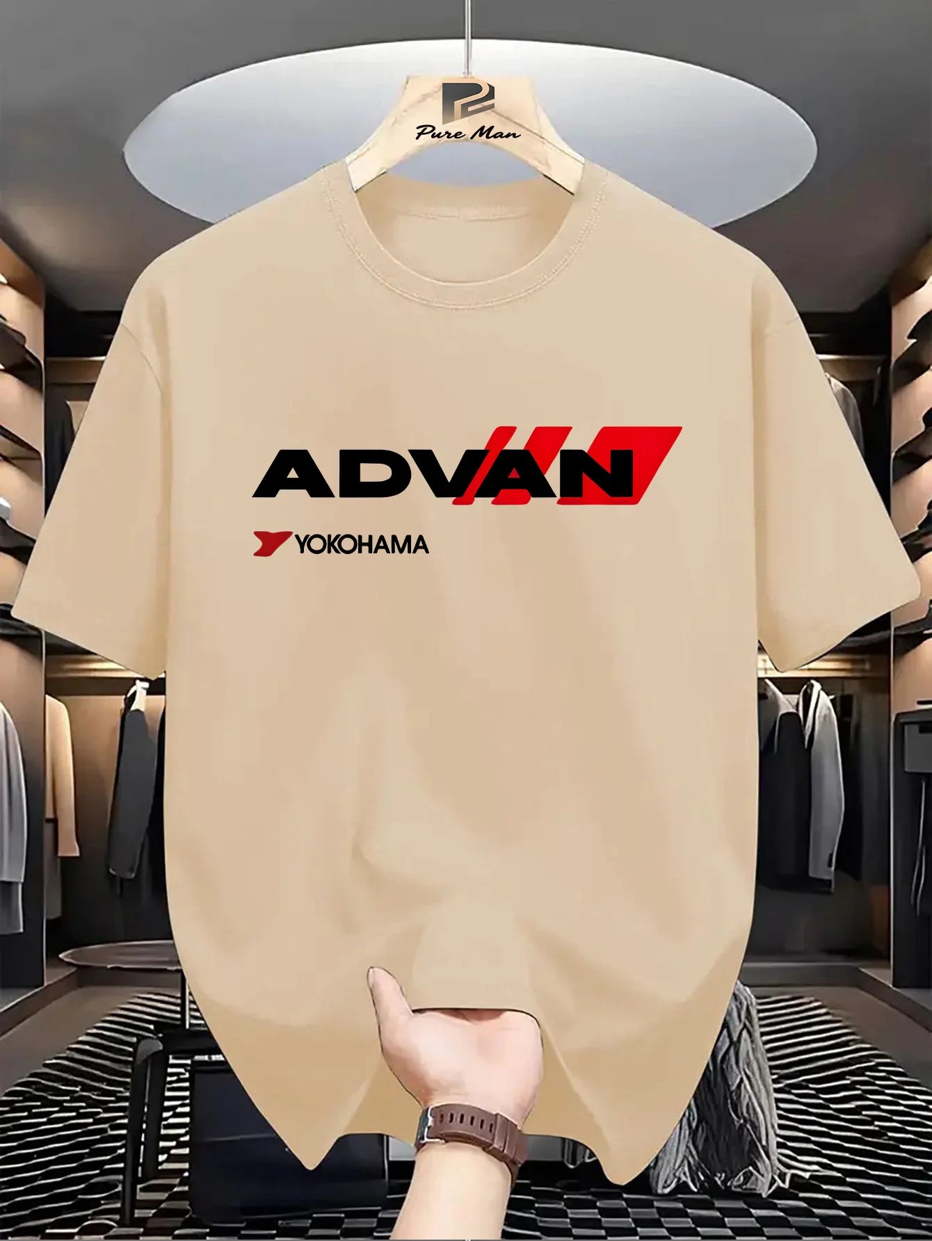 100% cotton men's casual loose T-shirt breathable and fashionable letter pattern printed short sleeved round neck top