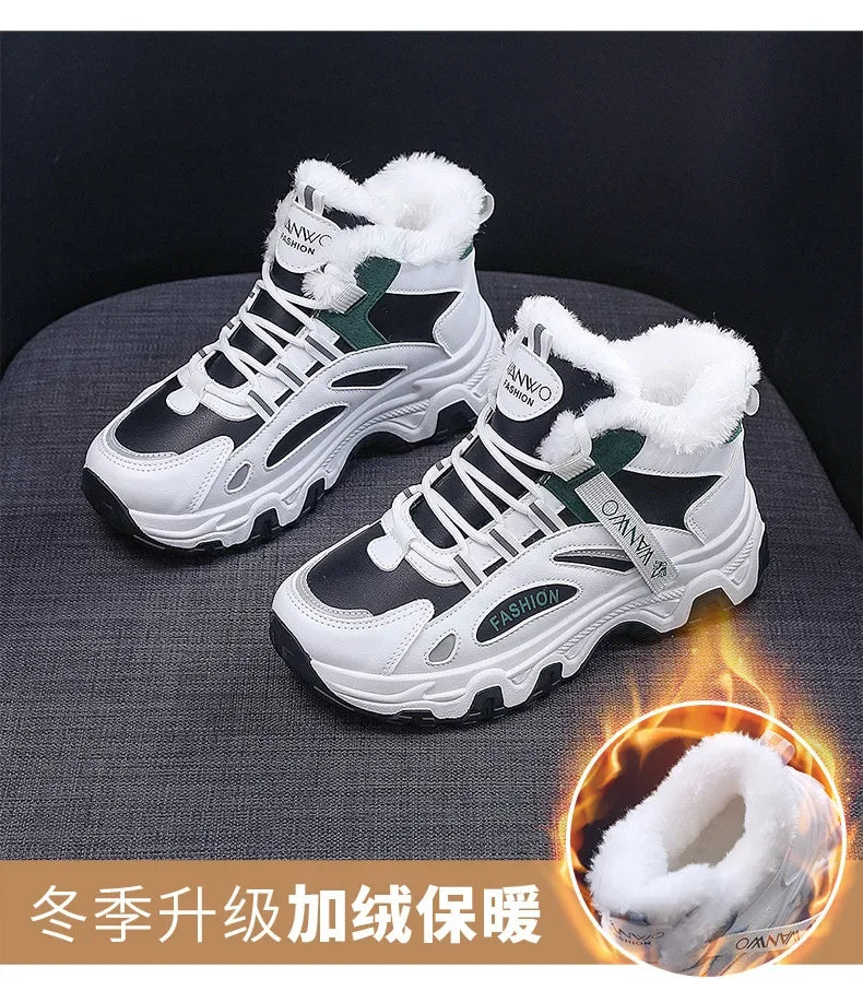 Women's Casual Sneakers Non Slip Comfortable Sports Shoes Women Winter Outdoor Vulcanized Shoes Woman Fleece Walking Trainers