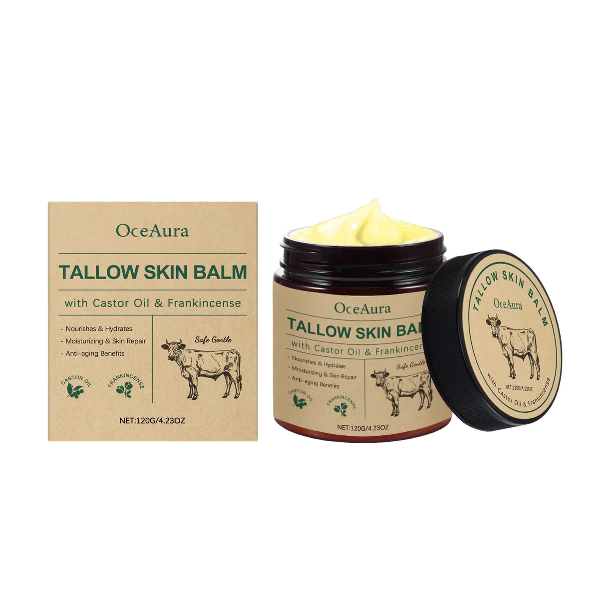 Beef Tallow Moisturizing Balm Wrinkle Remover Brightening Firming Smoothing Repair Fade Fine Lines Soft Facial Nourishing Cream