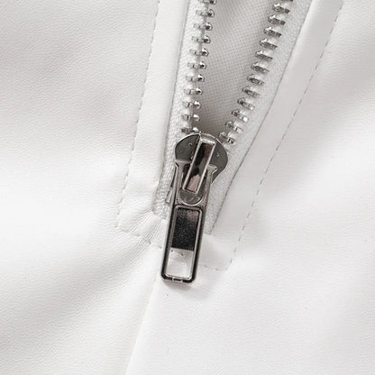 Talenza Women's Leather Vest Dress Sexy PU Leather Vest Short Dress Solid Gloves Pleated Sleeveless Street Y2k Party Club Dress