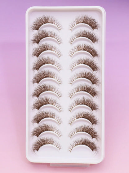 Christmas new 5 Pairs Brown Lashes 3D Mink  Natural Long False Eyelashes Dramatic Volume Fake Lashes Makeup Eyelash Extension