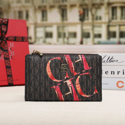 Carolina Herrera NEW Women's Cartoon Long Wallet, Classic PVC Fashion Simple Lightweight All-Match Purse