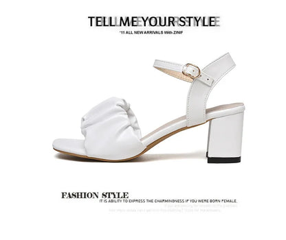 Size 35-42 New Fashion White High Heel Shoe Buckle Sandalias Grace Dress Female Designer Party Shoes 2024 Summer Women's Sandals
