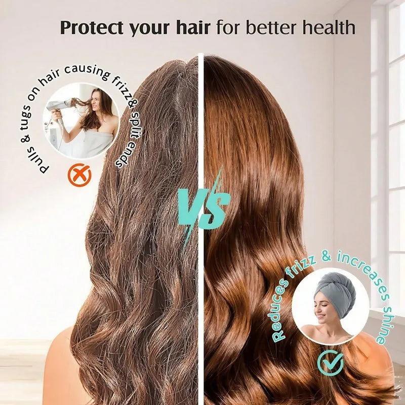 Solid color hair towel Textured dry hair cap 9.8 "X 25.5" absorbent hair towel wrap for button-down women