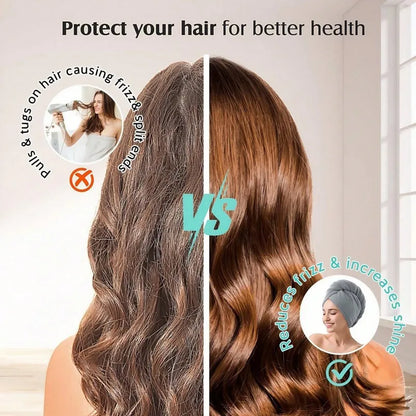 Solid color hair towel Textured dry hair cap 9.8 "X 25.5" absorbent hair towel wrap for button-down women