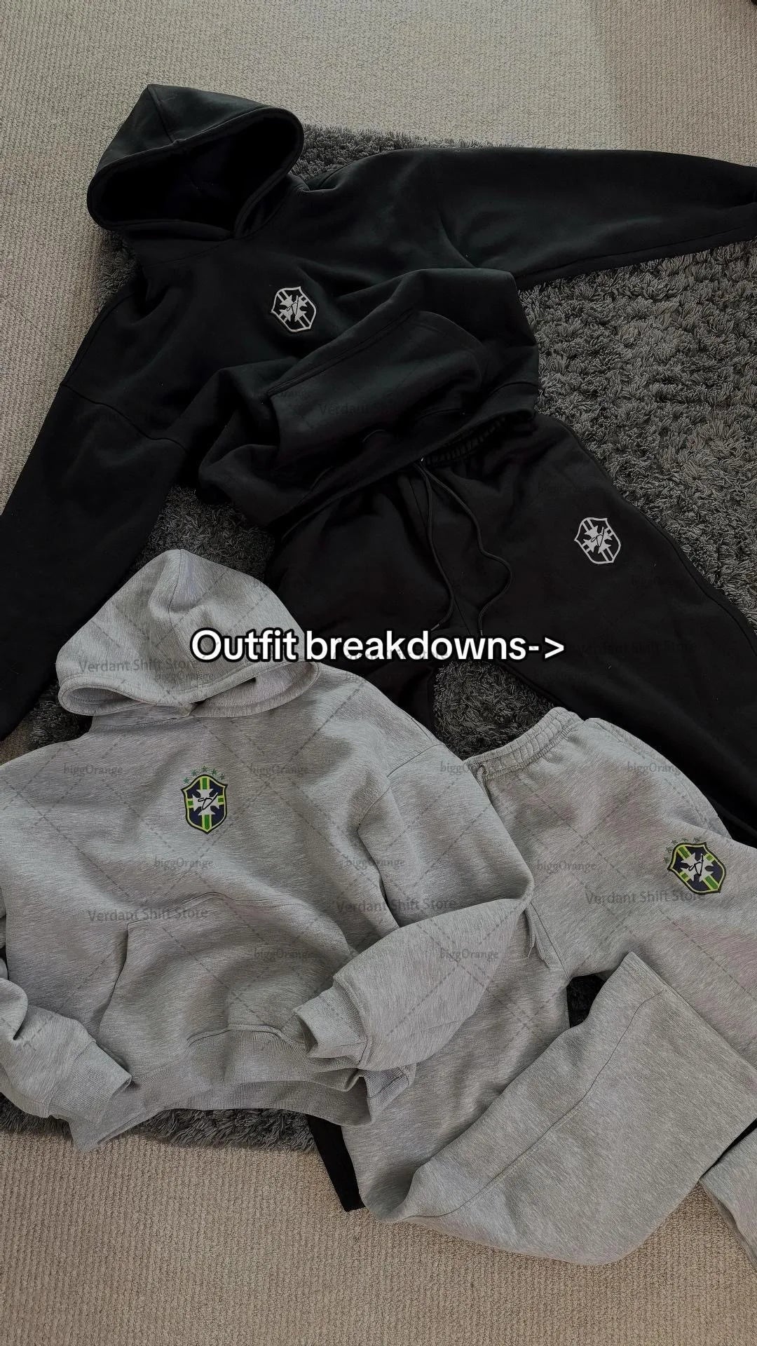 New Y2K casual loose street hip-hop suit trend Gothic Harajuku personality couple hoodie European and American mix and match set