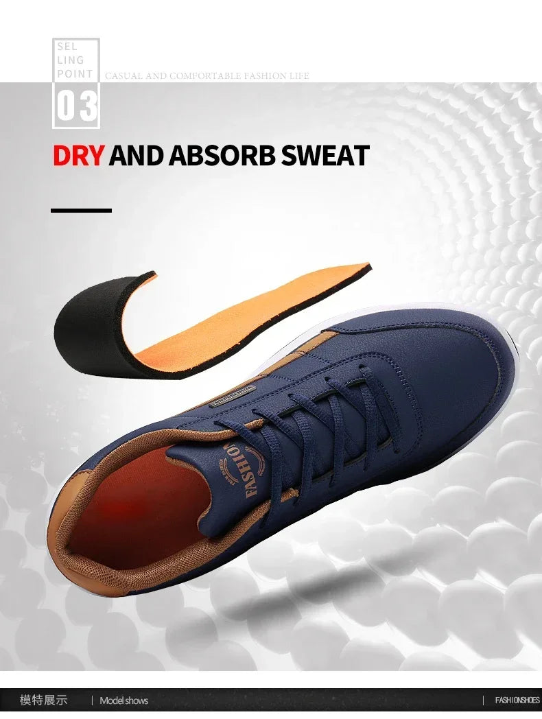 YRZL Men Shoes Spring Autumn Waterproof Walking Sneakers Leisure Male Leather Sports Shoes Non-Slip Footwear Tennis for Men