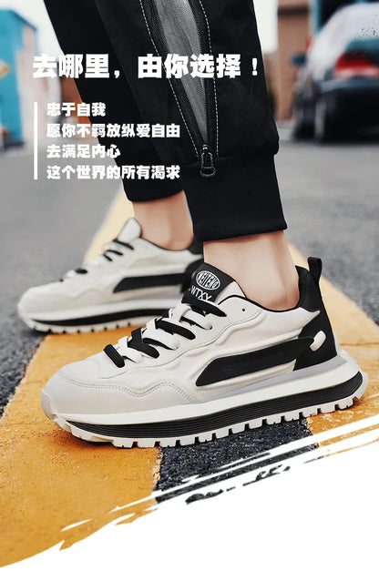 2025 New Spring Men's Breathable sneakers Casual Sports Shoes with Anti slip Soft Bottom White Shoes Men's Trendy Daday Shoes