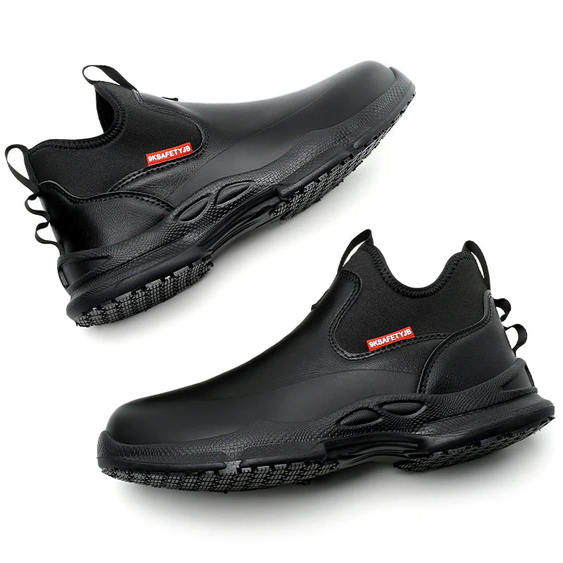Fashionable men's leather shoes Waterproof and anti slip chef shoes Wear resistant men's casual shoes oil resistance Chef's boot