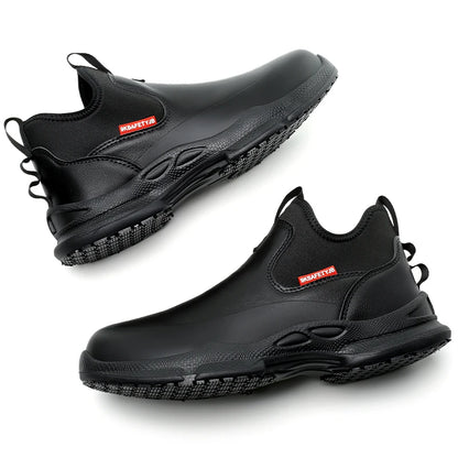 Fashionable men's leather shoes Waterproof and anti slip chef shoes Wear resistant men's casual shoes oil resistance Chef's boot