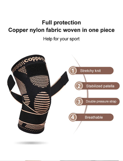 GOBYGO Sports Copper Ion Strap Knee Pads Fitness Jump Rope Basketball Running Gear Non-slip Knitted Nylon Knee Pads Men Women
