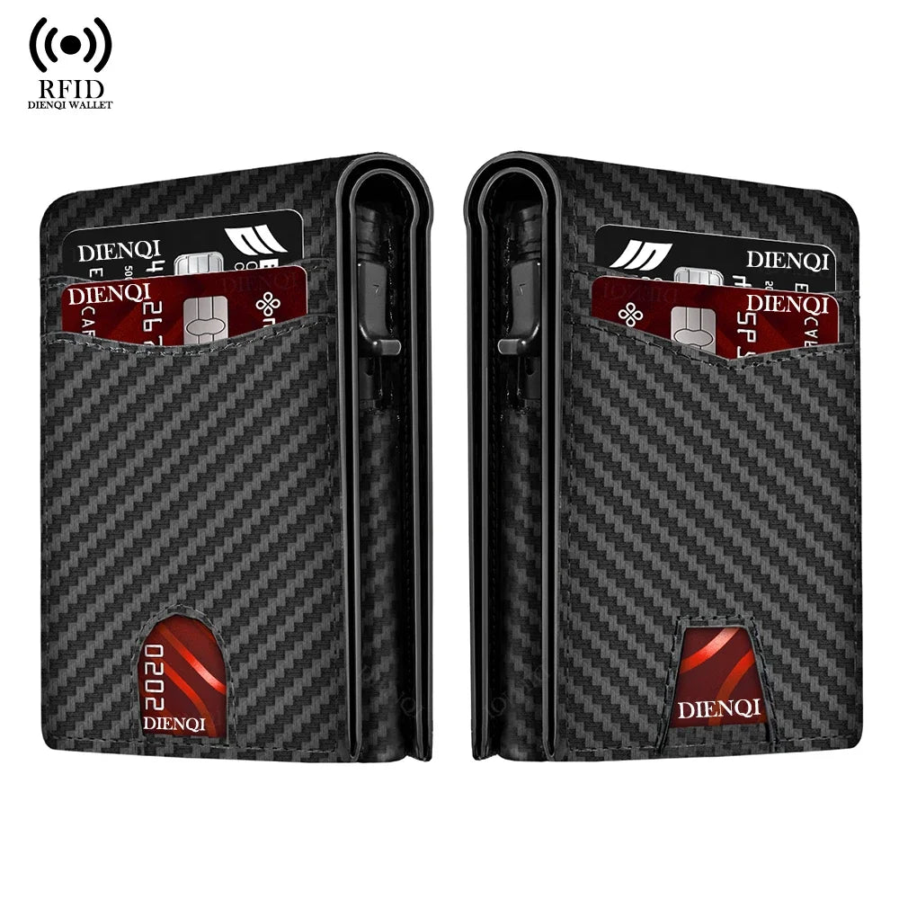 Luxury Brand Mens Wallets Money Bag RFID Bank Credit Card Holder Case Purse Carbon Fiber Leather Bifold Wallets for Men Carteras