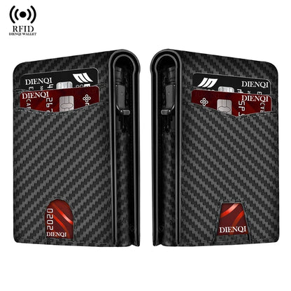 Luxury Brand Mens Wallets Money Bag RFID Bank Credit Card Holder Case Purse Carbon Fiber Leather Bifold Wallets for Men Carteras