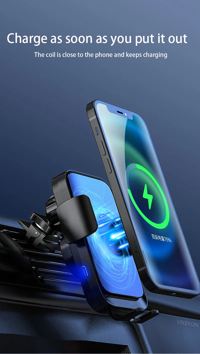 Wireless Car Charger Stand Automatic Fast Charging Station For iPhone 15 14 13 12 Samsung Z Flip Fold Xiaomi Phone Holder Mount