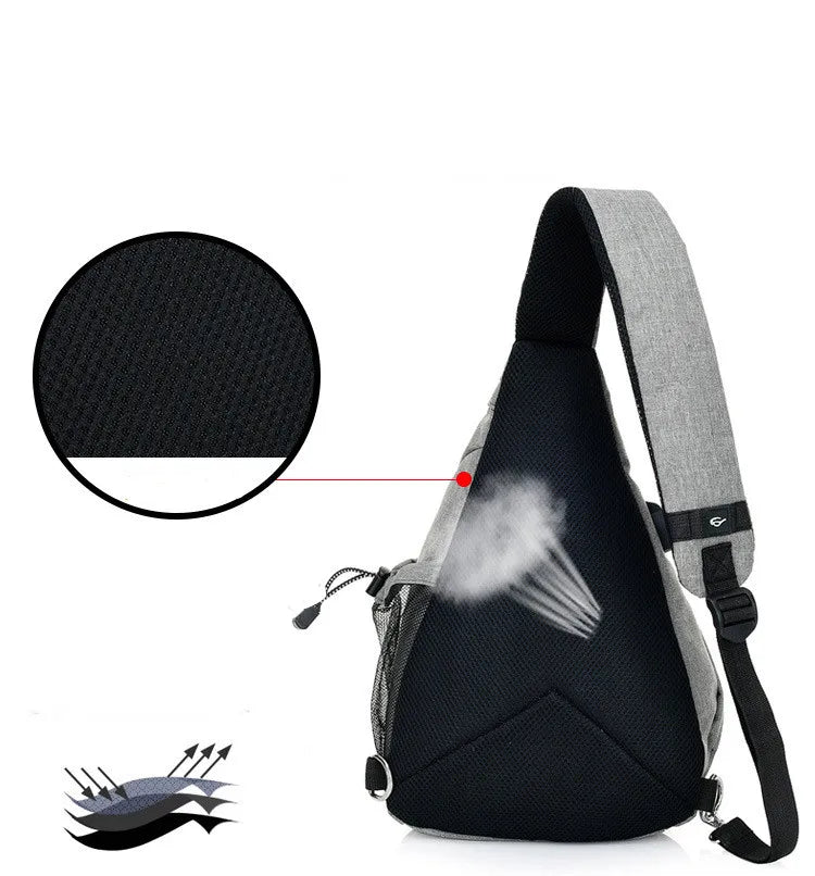 New Men One Shoulder Backpack Women Sling Bag Crossbody USB Boys Cycling Sports Travel Versatile Fashion Bag Student School 2023