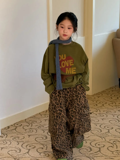 Children's Hoodie 2025 Autumn Girls' Korean Version Long Sleeved Letter Inner with Children's Round Neck Casual Loose Top