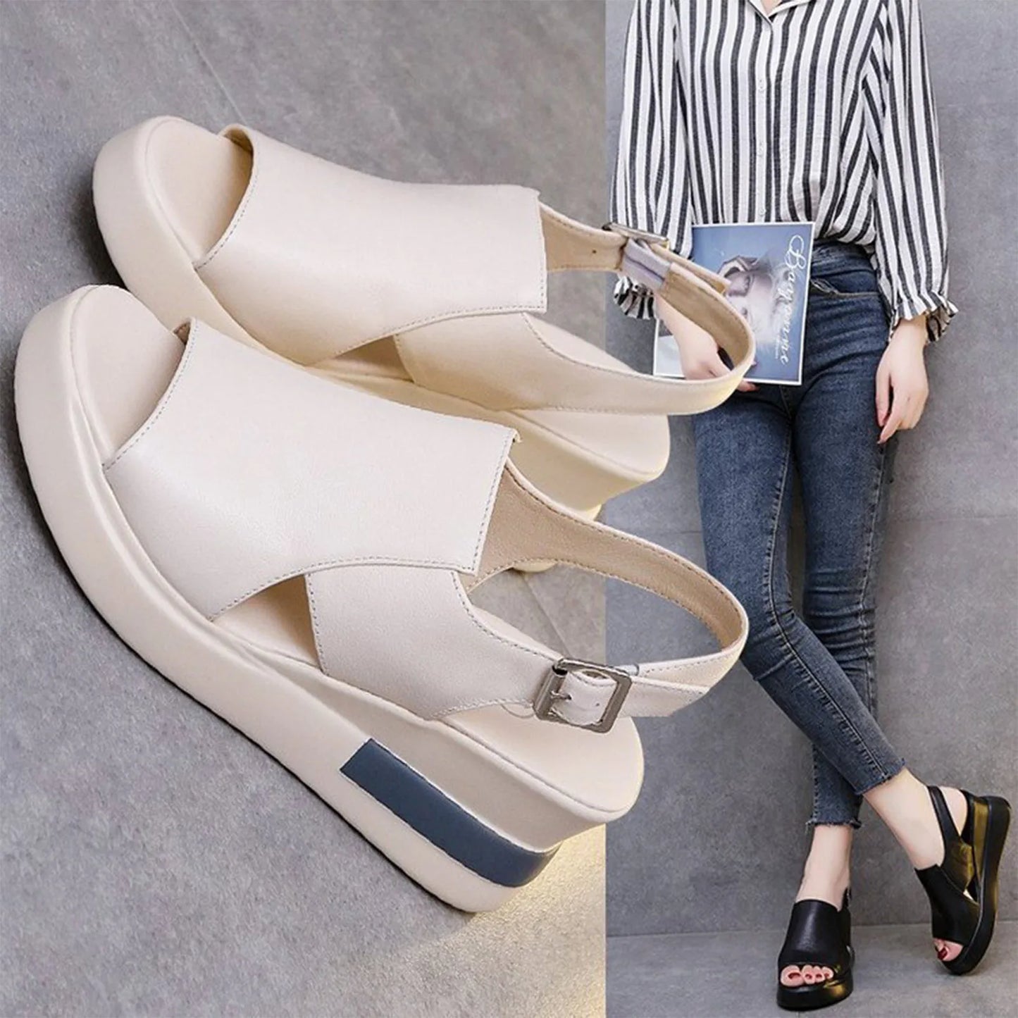 Summer Wedge Platform Sandals Fashion Retro Romen Beach Shoes Ladies Casual Peep Toe Soft Comfortable Sandalias De Mujer