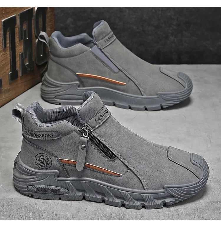 Men's High-Cut Casual Sports Shoes Anti-Slip Wear-Resistant Ankle Boots Outdoor Workwear Footwear for Comfortable Walking