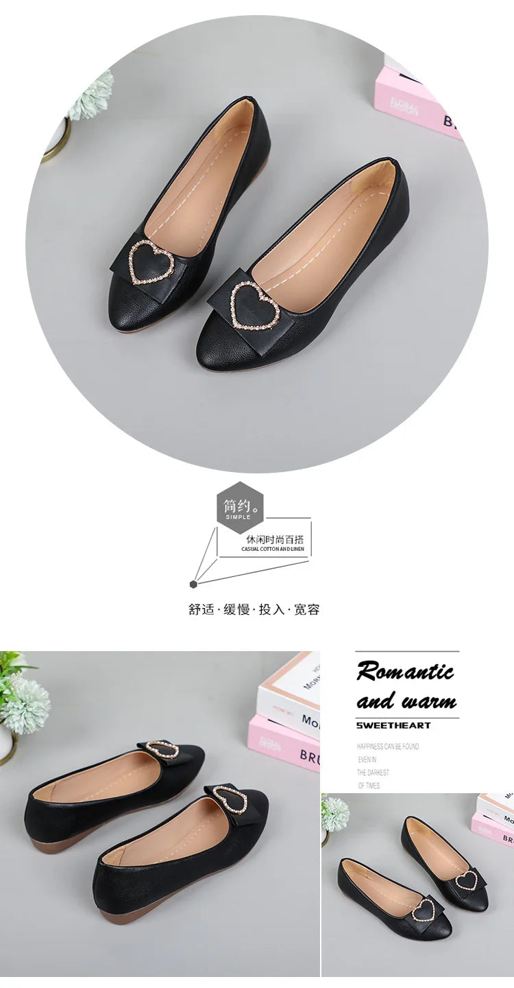Spring autumn Office Patent Leather Woman Flats Shoes Ballets Metal Buckle Bow Lady Fall Girl Ballerina Dress Pointed Toe Slip