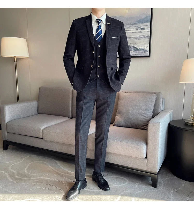 Traje De Boda De Alta Calidad Para Hombre, Traje Profesional De Negocios A La Moda, Chaleco Y Pantalones, Conjunto De 3/2 Piezas