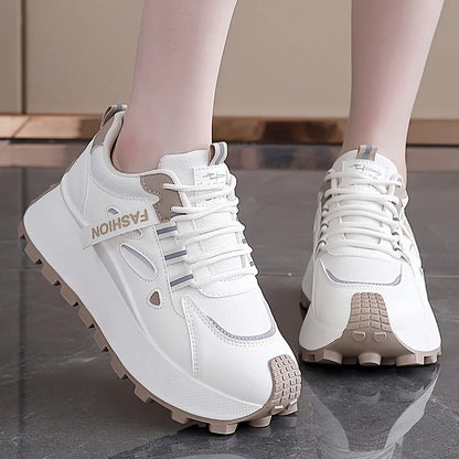 Korean Version of New Dad Shoes for Women, 2025 Spring Autumn Student Sports Running Casual Thick Soled Height Increasing Shoes