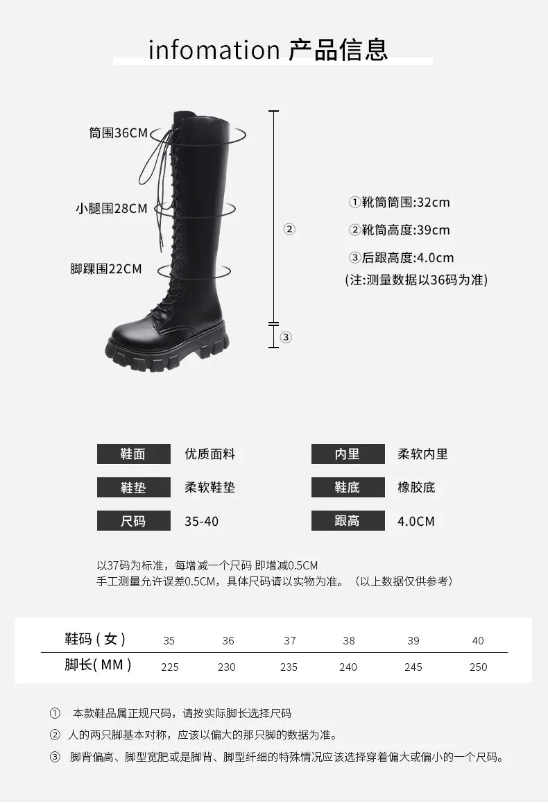High Boots for Women 2025 New Women's Boots Fashion Womens Casual Shoes Wear-resistant Non-slip Women Platform Shoes Botas Mujer