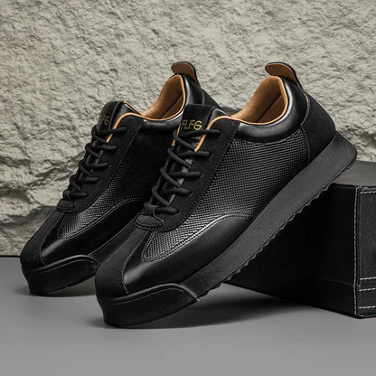Mens Unique Skate Shoes Platform Comfort Black Casual Sneakers All-Match Thick Sole Design for Urban Street Style Versatile Wear