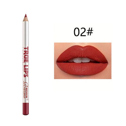 12 Colors Waterproof Matte Lipliner Pencil Red Contour Tint Lipstick Long Lasting Non-stick Cup Moisturising Lips Makeup