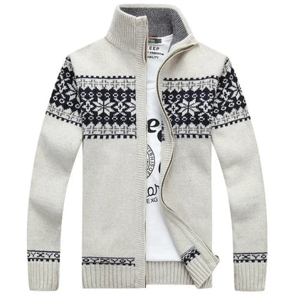 2026 Men's Warm Knitted Jackets Thick Long Sleeve Warm Sweater Coat Printted Casual Cardigan Male Jackets Cardigan Plus Size 5XL