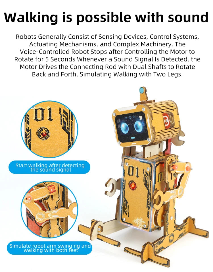DIY Electric Voice Controlled Robot DIY Science Experiment Kit & Education Model Toy For Children Gift Toy Project