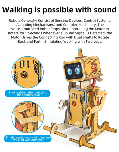 DIY Electric Voice Controlled Robot DIY Science Experiment Kit & Education Model Toy For Children Gift Toy Project