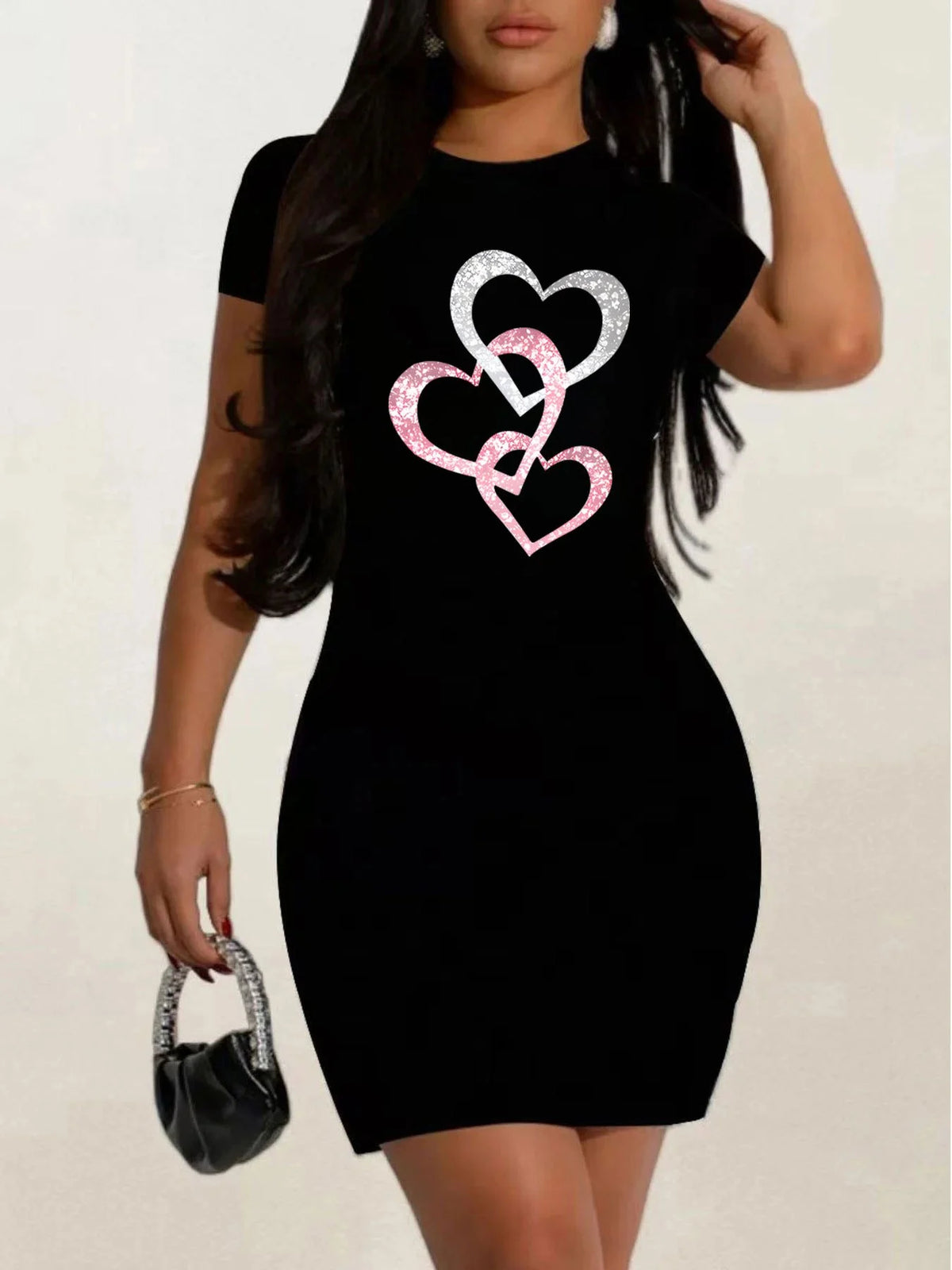 summer Short sleeves black tshirt dress Women's Casual  Graphic TShirt Dress  Short Sleeve Round Neck Loose Fit SpringSummer