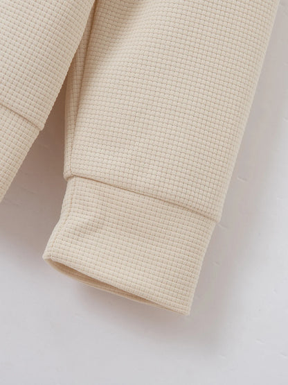 Men's Spring Casual Blazer Set Waffle Baseball Suit round Neck Zipper Long Sleeve Two-Piece Fashion Outfit with Pocket